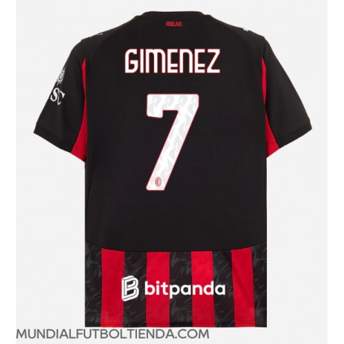Camiseta AC Milan Santiago Gimenez #7 Primera Equipación Replica 2025-26 mangas cortas